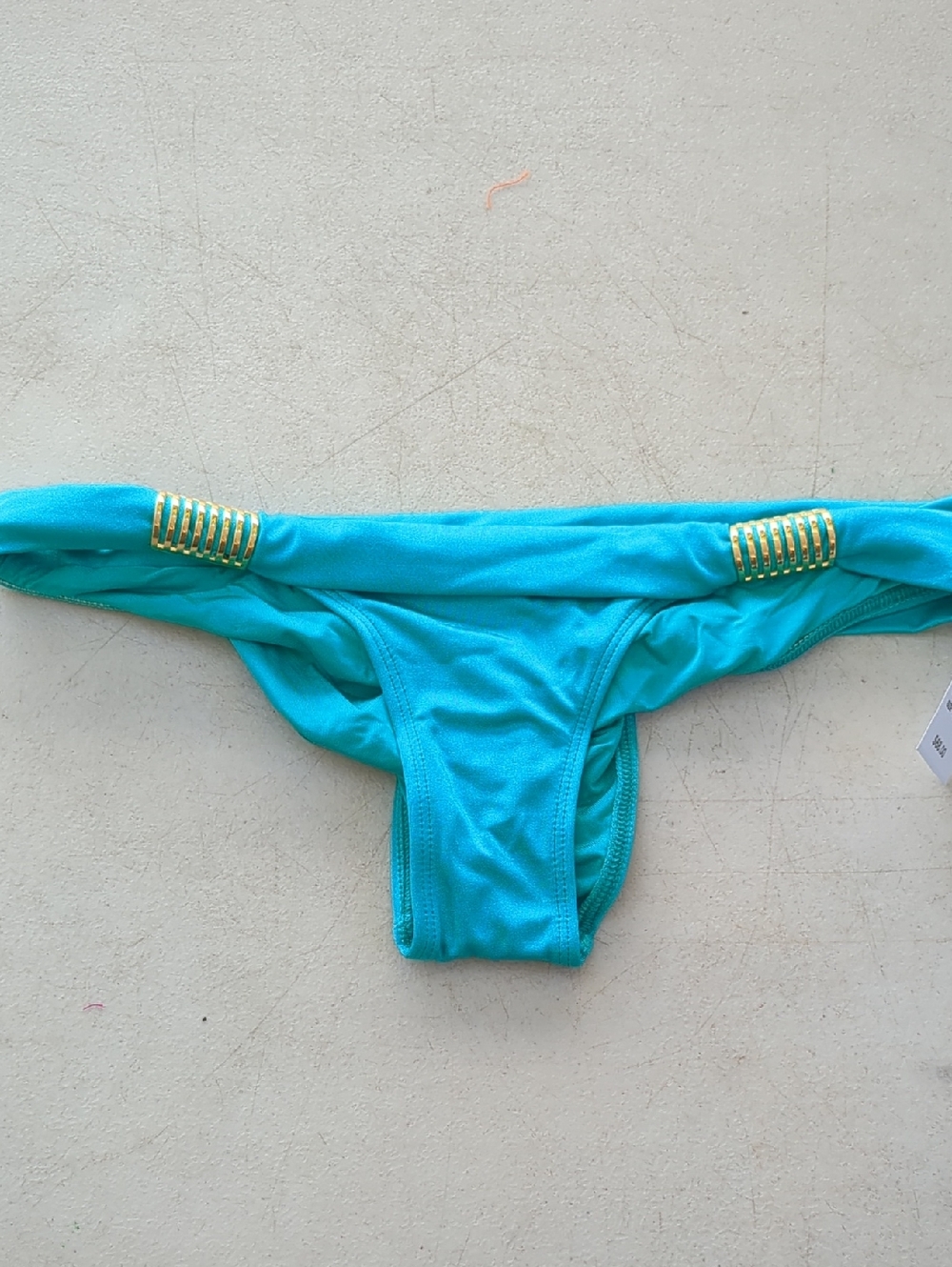 Nicolita Teal Bikini Bottom with Gold Hardware